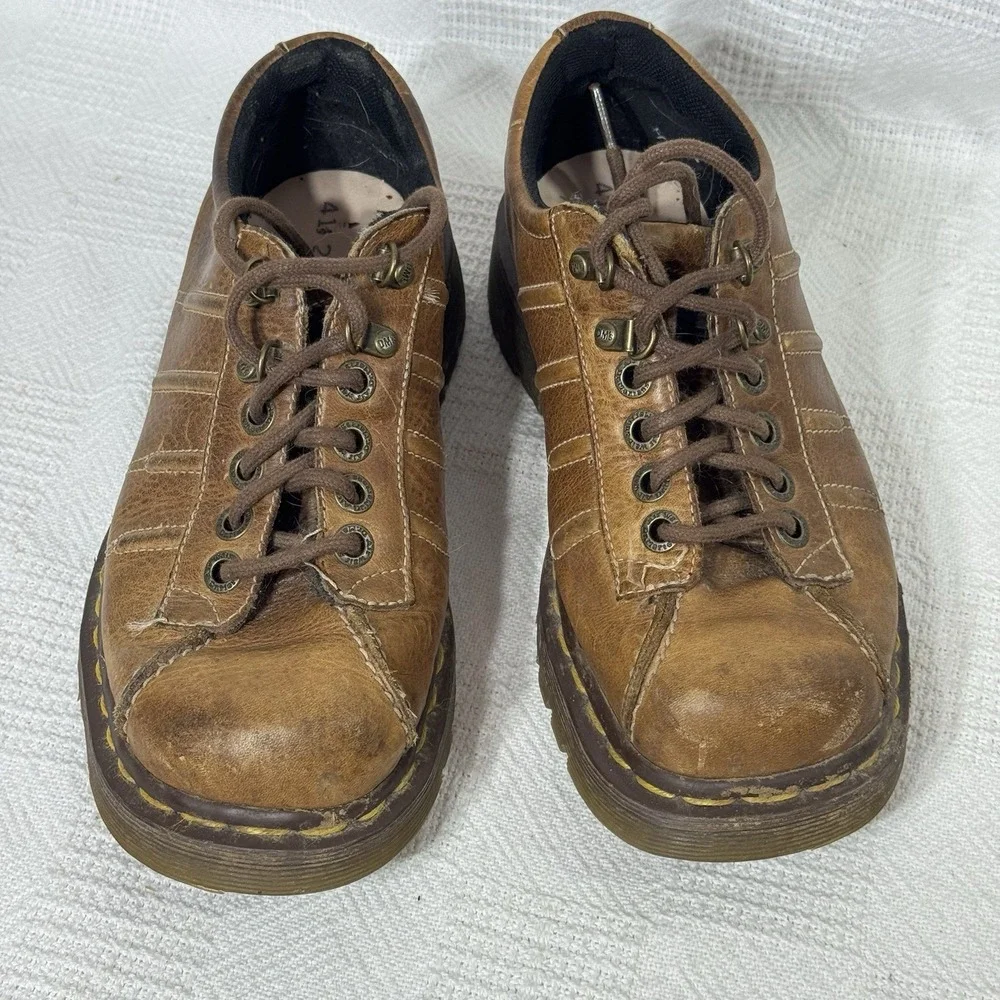 Dr. Martens Y2K Caramel Brown Chunky‎ 6 Eye Lace Up Vintage Oxfords M6 -W8